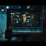 Editor reviewing a dramatic television scene on a professional monitor