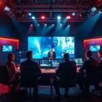 Executives and filmmakers discussing streaming strategy in a premium TV studio